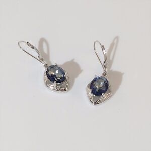 Mystic Iolite 5 Carats Dangle Earrings Sterling Silver